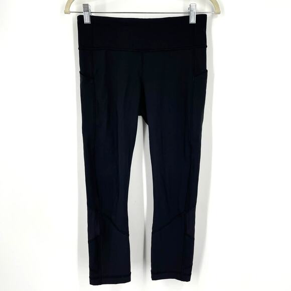Lululemon Pace Rival Crop Leggings Black Full On Luxtreme 22" Size 2 - Picture 1 of 7